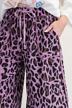 Load image into Gallery viewer, Easel Leopard Print Terry Knit Pants in Dried Orchid