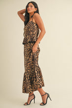 Load image into Gallery viewer, Klesis Bustier Peplum Top Midi Dress in Leopard