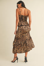Load image into Gallery viewer, Klesis Bustier Peplum Top Midi Dress in Leopard