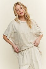 Load image into Gallery viewer, J.Her Mineral Washed Top with Lace Cut Out Details in Natural