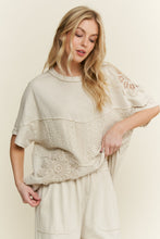 Load image into Gallery viewer, J.Her Mineral Washed Top with Lace Cut Out Details in Natural