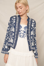Load image into Gallery viewer, EN CREME Embroidered Denim Button Down Top in Dark Denim