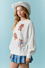 Load image into Gallery viewer, Peach Love Multi Colored American Teddy Bear Sweatshirt in Off White