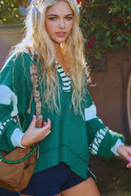 Load image into Gallery viewer, BucketList French Terry Color Block Tunic Top in Hunter Green