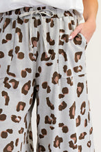 Load image into Gallery viewer, Easel Leopard Print Mineral Washed Terry Knit Pants in Stone Grey