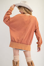 Load image into Gallery viewer, Easel Terry Knit Sweatshirt with Large Flower Patch in Wooden