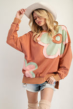 Load image into Gallery viewer, Easel Terry Knit Sweatshirt with Large Flower Patch in Wooden