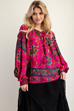 Load image into Gallery viewer, Easel Exclusive Mixed Floral Print Woven Challis Top in Magenta