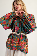 Load image into Gallery viewer, Easel Exclusive Mixed Floral Print Woven Challis Top in Moss