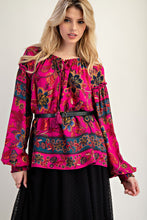 Load image into Gallery viewer, Easel Exclusive Mixed Floral Print Woven Challis Top in Magenta