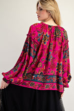 Load image into Gallery viewer, Easel Exclusive Mixed Floral Print Woven Challis Top in Magenta