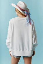 Load image into Gallery viewer, Peach Love American Flag Bow Sequin Sweatshirt in Off White