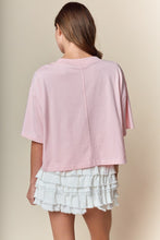 Load image into Gallery viewer, RARERAW Boxy CROP Top with 3D Floral Bow Applique in Pink