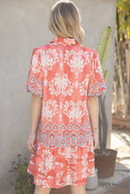 Load image into Gallery viewer, VOY Paisley Print Button Down Dress in Coral