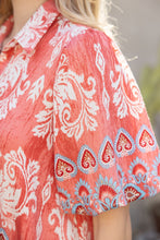 Load image into Gallery viewer, VOY Paisley Print Button Down Dress in Coral