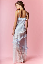 Load image into Gallery viewer, RARERAW Coquette Print and Lace Slim Fit Maxi Dress in Blue