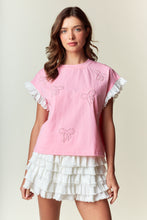 Load image into Gallery viewer, RARERAW Bow Embroidered and Peral Embellished Top in Light Pink