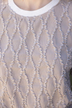 Load image into Gallery viewer, VOY Textured Diamond Patterned Top with Stripe Details in Taupe