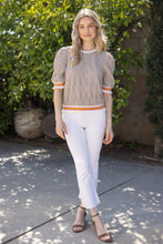 Load image into Gallery viewer, VOY Textured Diamond Patterned Top with Stripe Details in Taupe