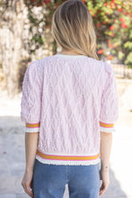 Load image into Gallery viewer, VOY Textured Diamond Patterned Top with Stripe Details in Pink