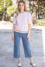 Load image into Gallery viewer, VOY Textured Diamond Patterned Top with Stripe Details in Pink