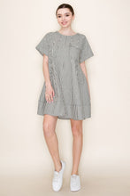 Load image into Gallery viewer, Star Drop Striped Mini Swing Dress in Olive Stripe