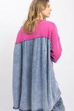 Load image into Gallery viewer, BlueVelvet OVERSIZED Mixed Media Top with Ribbon Bow Patches in Pink