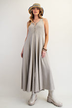 Load image into Gallery viewer, Easel Mineral Washed Solid Color Jumpsuit in Sage Grey