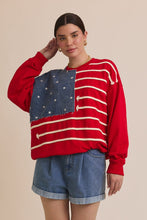 Load image into Gallery viewer, Gilli American Flag Patched Sweatshirt in Red-Multi