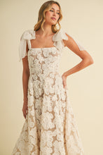 Load image into Gallery viewer, Klesis 3D Floral Lace Midi Dress in Cream