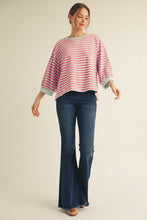 Load image into Gallery viewer, Jodifl Contrasting Color Striped Top in Pink
