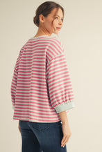 Load image into Gallery viewer, Jodifl Contrasting Color Striped Top in Pink