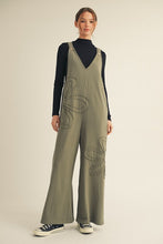 Load image into Gallery viewer, Jodifl Solid Color Flower Patch Jumpsuit in Olive