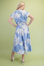 Load image into Gallery viewer, GiGio Floral Print Midi Dress in Misty Blue Mix