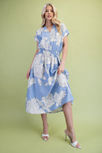 Load image into Gallery viewer, GiGio Floral Print Midi Dress in Misty Blue Mix