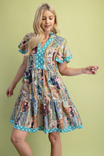 Load image into Gallery viewer, GiGio Mixed Print Mini Dress in Jade Mix