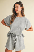 Load image into Gallery viewer, AnnieWear Textured Knit Top and Shorts Set in H Grey