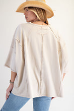 Load image into Gallery viewer, Easel OVERSIZED Heart and Love Patched Top in Light Khaki