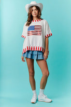 Load image into Gallery viewer, Fantastic Fawn OVERSIZED American Flag Sequin Front Top with Stripe Details in Red