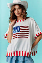 Load image into Gallery viewer, Fantastic Fawn OVERSIZED American Flag Sequin Front Top with Stripe Details in Red