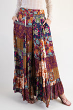 Load image into Gallery viewer, Easel Patchwork Mixed Printed Palazzo Pants in Plum