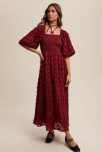 Load image into Gallery viewer, Listicle Textured Maxi Dress in Wine