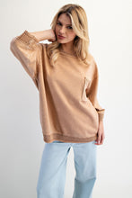 Load image into Gallery viewer, Easel Crochet Detailed Mineral Washed Top in Mocha