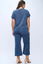 Load image into Gallery viewer, Yelete Corduroy Short Sleeve Top Cropped Pant Set in Denim