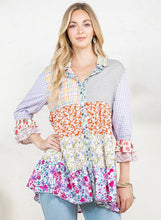 Load image into Gallery viewer, Young Threads Mixed Print Patchwork Top in Ivory