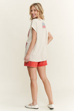Load image into Gallery viewer, J.Her Mineral Washed Americana Bow Patched Top in Natural