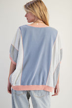 Load image into Gallery viewer, Easel OVERSIZED Terry Knit Color Block Top in Denim Grey