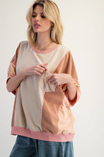 Load image into Gallery viewer, Easel OVERSIZED Terry Knit Color Block Top in Natural Oat