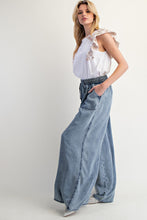 Load image into Gallery viewer, Easel Chambray Palazzo Pants in Washed Denim