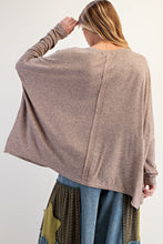 Load image into Gallery viewer, Easel OVERSIZED Melangie Dolman Top with Peace Sign Patch in Mushroom